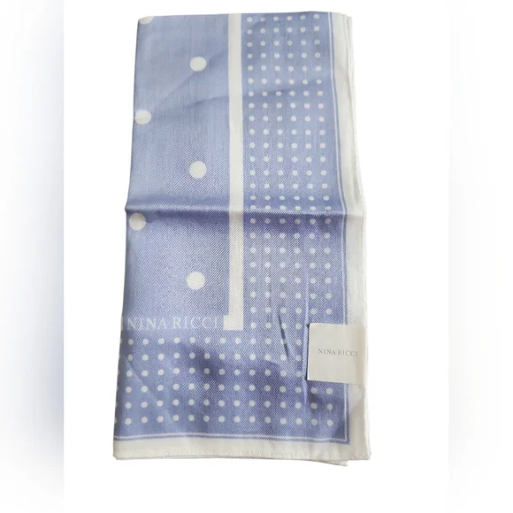 Nina Ricci Light Blue Polka Dot Handkerchief - Picture 5 of 6